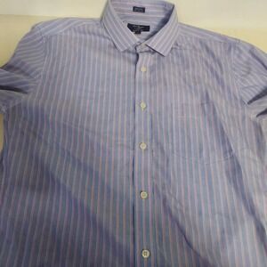 J.Crew Thompson‎ Shirtings Dress Shirt Mens Medium 15-15.5 Blue Pink Stripe